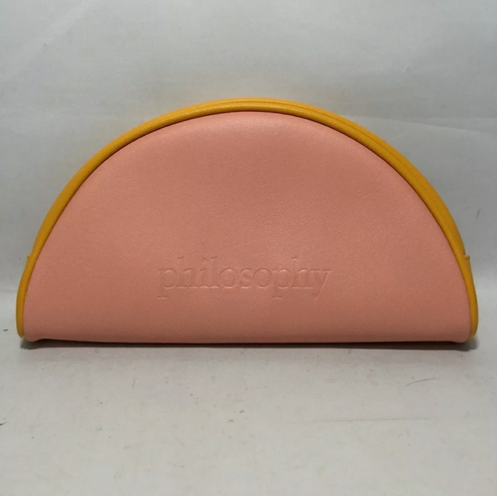 Philosophy Cosmetics Bag Pink, Orange Trim Soft Fa